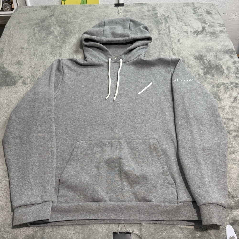 Hill‎ City Heavyweight Gray Fleece Graphic Hoodie Men's M Outdoor Gym Casual